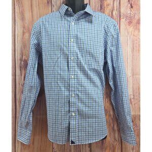 Untuckit Mens Wrinkle-Free Blue Check Button-Down Shirt Large
